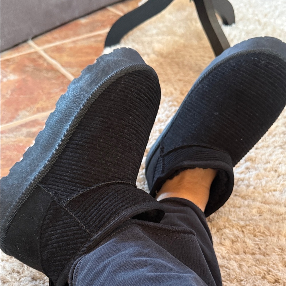 Amazing Black Corduroy Slip-On Shoes